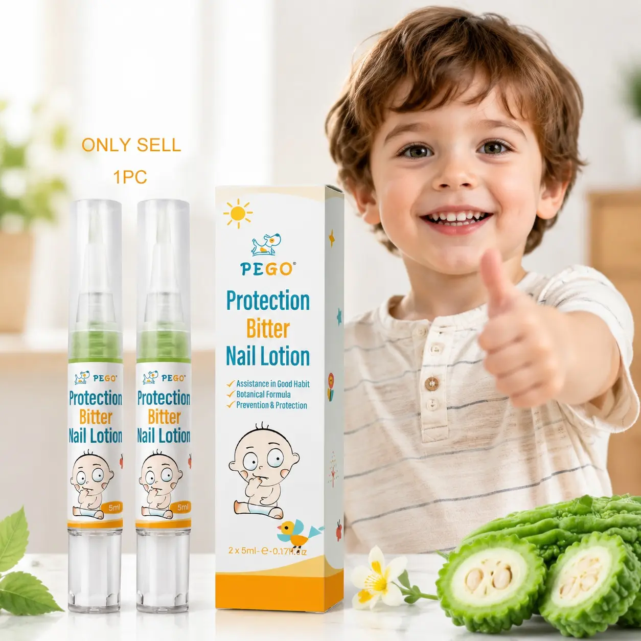 2-Pack Child Toddler Bitter Nail Polish Pens, Safe Nail Protection Liquid, Corrects Thumb Sucking & Finger Biting Habits, Infant Bitter Nail Solution