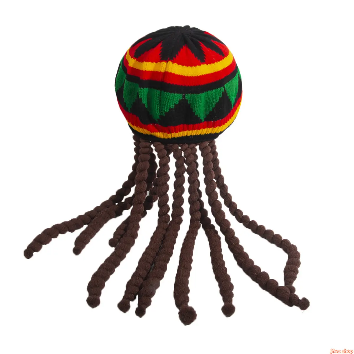 Unisex Knit Dreadlock Hat with Rainbow Braids - Jamaican Style Wool Blend Beret, Soft Breathable Lightweight Warm Funky Unique Accessories, US Design Outdoor Gift homeessentials