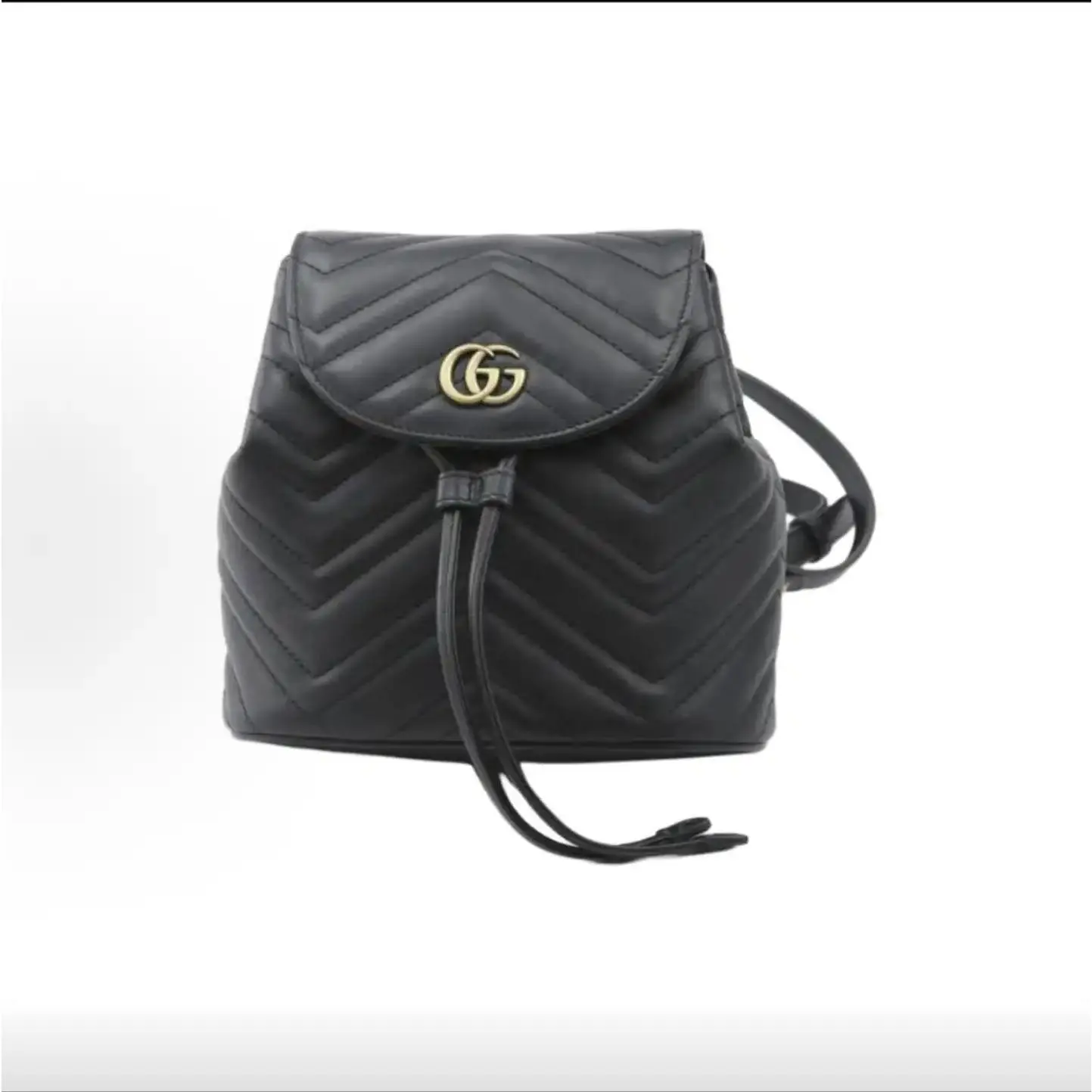 Pre-owned GUCCI GG Supreme Mini Black & Gold Marmont Backpack