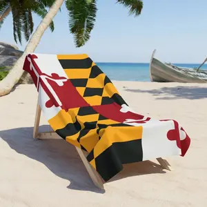 Maryland State Flag Beach Towel, Premium Cotton Bath Towel for Summer Beach & Pool, Soft & Absorbent, Unique Patriotic Gift for Marylanders & Ocean City Lovers