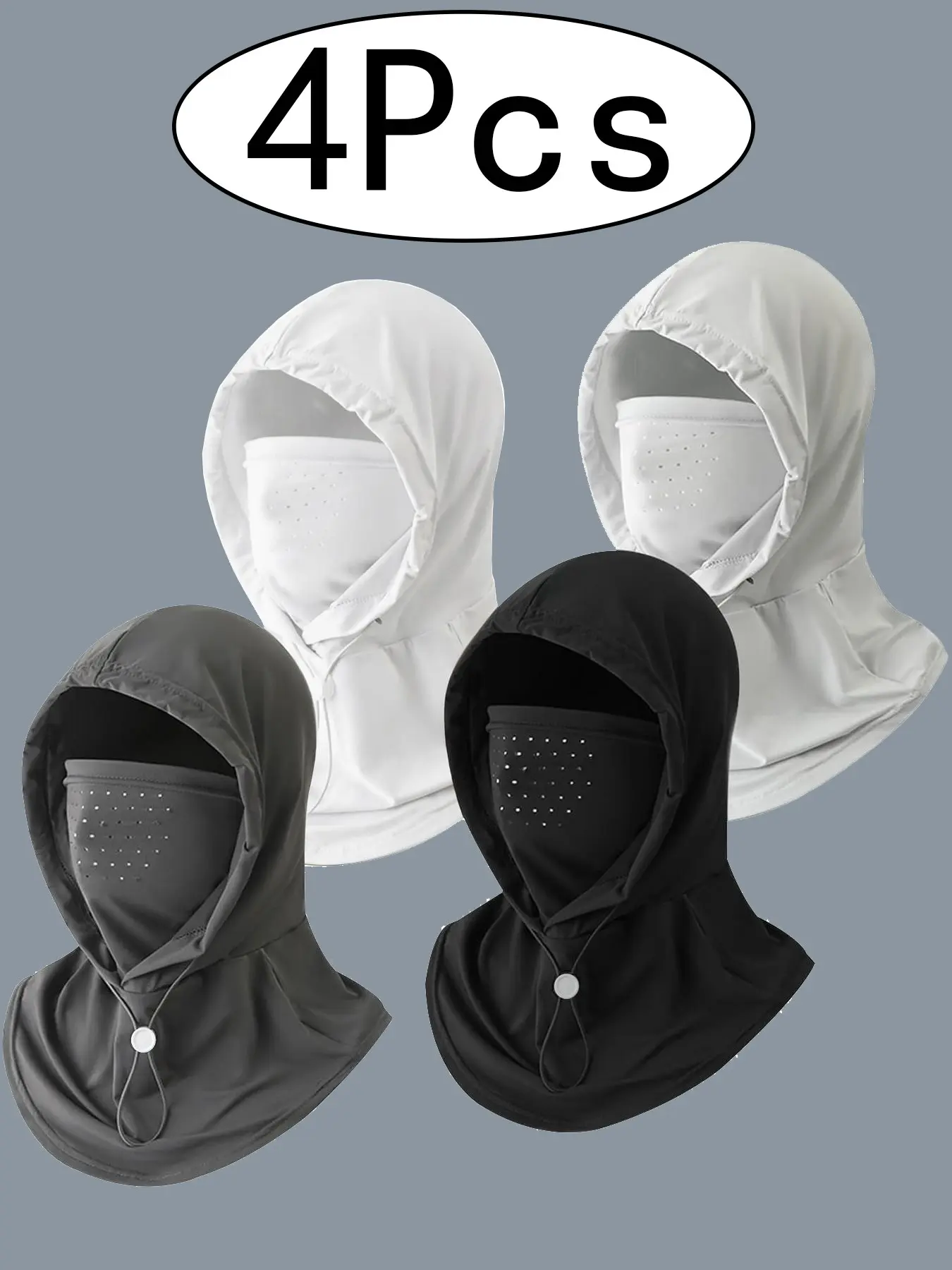 4Pcs Cooling Summer Balaclava Face Mask with Breathable Holes Face Covering Sun Face Shield Sun Protection Full Face Cover Full Head Mask for Men Women Fishing Cycling