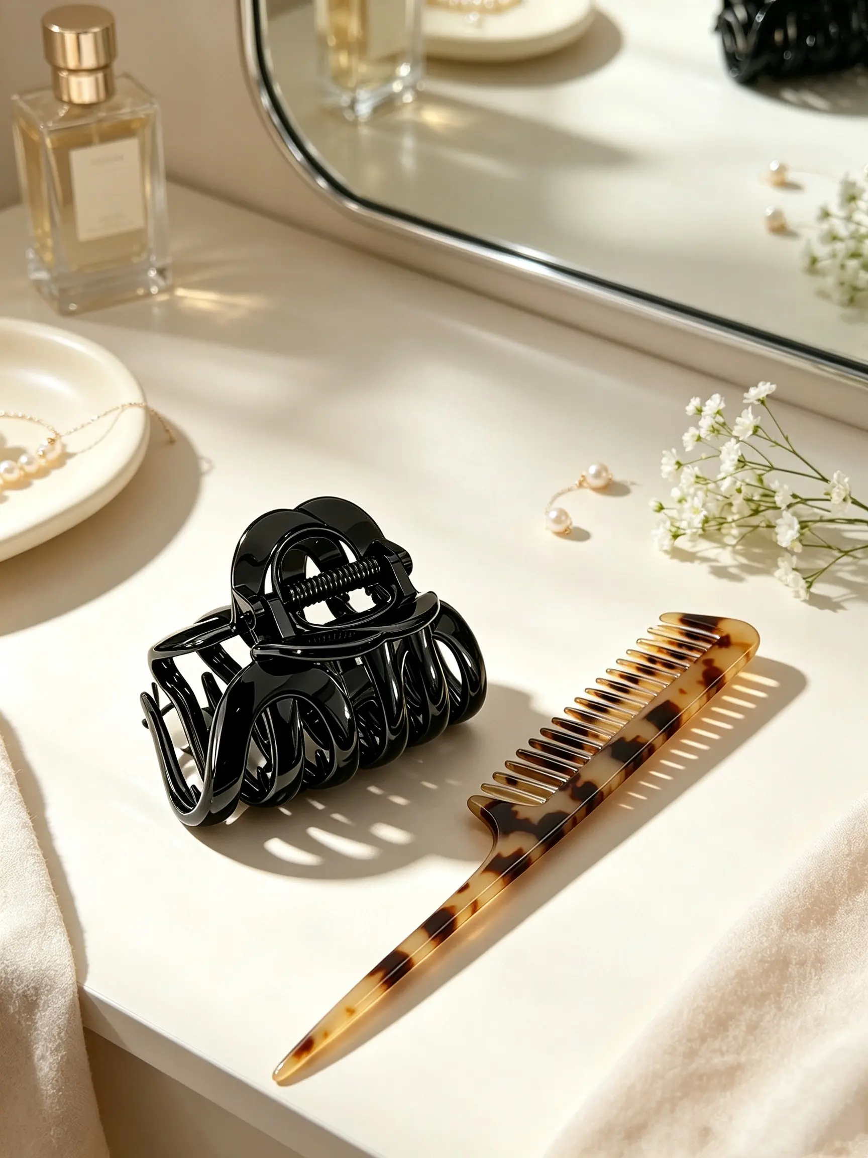 2pcs Leopard Print Hair Comb Set, Anti-Static Hair Comb, Styling Hair Comb, Unisex Hair Care Tool, Large Clip Hair Accessory