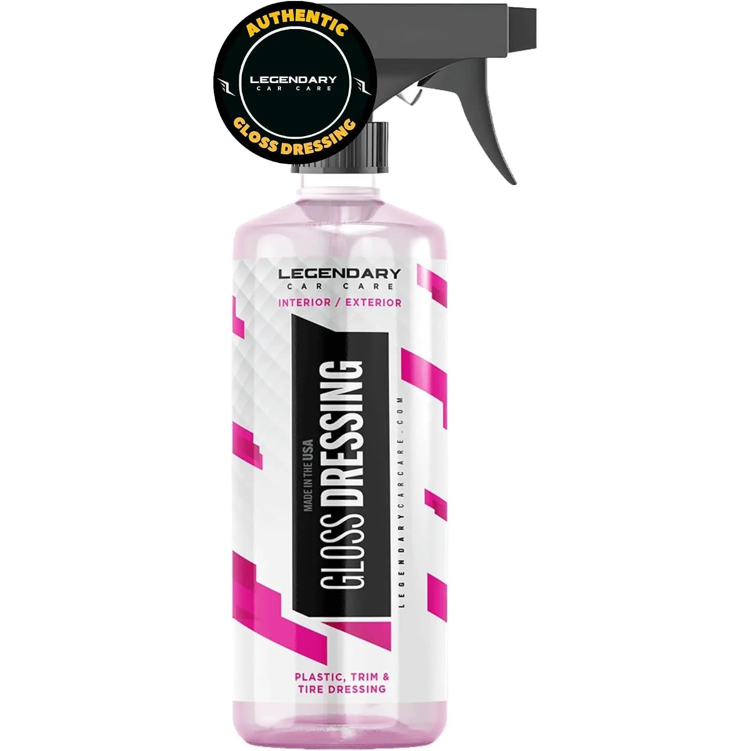 Legendary Gloss Dressing 16oz - Tire Shine Spray & Plastic Restorer – Water Based Tire Shine & Non-Greasy Interior/Exterior Detailing Spray - Trim, Rubber, Vinyl & Plastic Restorer for Cars