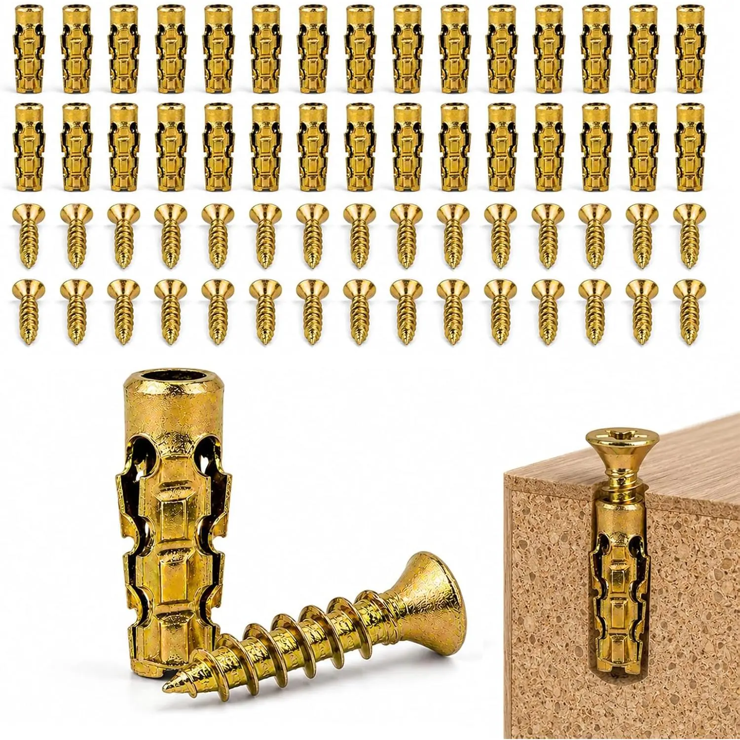 Hinge Repair Expansion Screw Kit, 6 x 14mm Stripped Thread Restoration Anchors with Short Screws, Hardware for Cabinet & Door Hinge Fastening Repair