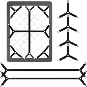 18ACTIVEKITLuyena Bed Sheet Straps,6 PCS Secure and Fitted Sheet Straps for Full Size Bed,Adjustable Sheet Clips Elastic Fasteners Holders for Corners,Enhance Your Sleeping Experience(Black)