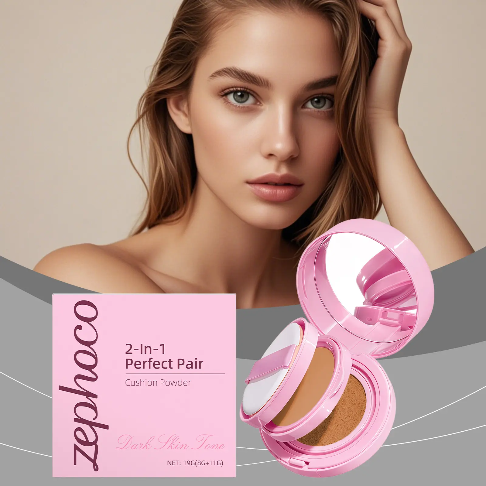 2-in-1 Dark-Skin Air Cushion BB Cream - Oil-Controlling, Makeup-Setting Concealer, Hydrating Foundation for Natural-Fit Daily Commuting