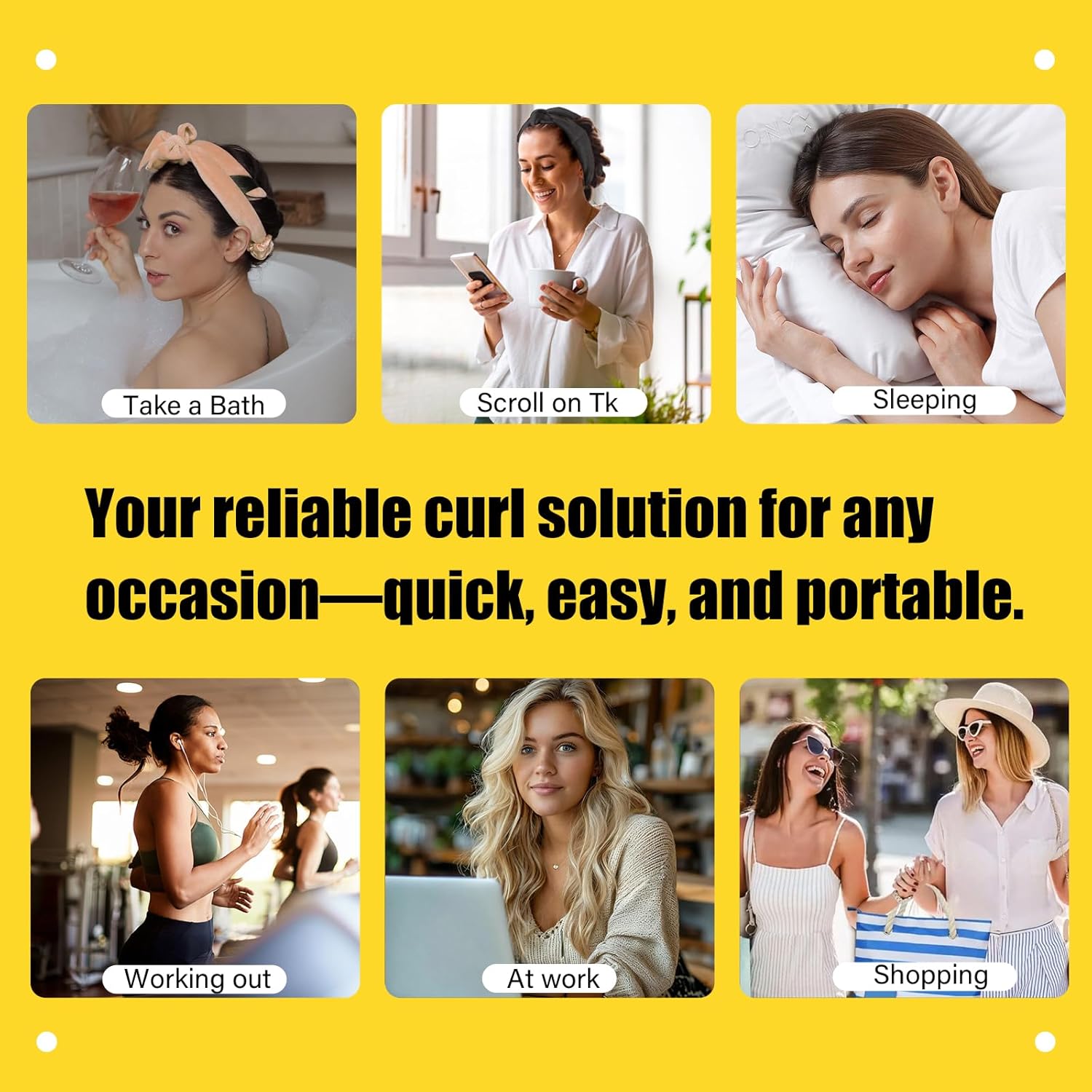 No-Heat Curler Set for Natural Sleep Curls, Simple Design Single Pack, Heatless Curling Set, Heatless Hair Curler