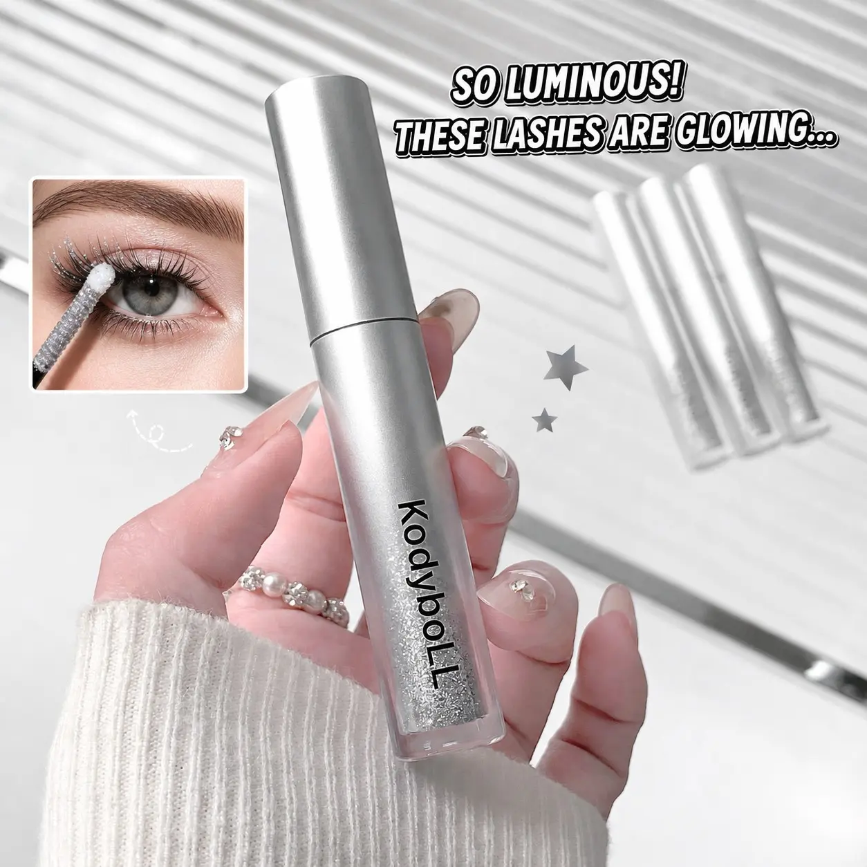 Crystal Drill Flash Lash Mascara, Waterproof Long-Lasting Curling, No Smudging, Defined Roots, Hold Makeup, Perfect for All-Day Wear