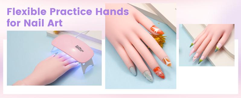 Nail Kit for Beginners with Everything: Practice Nail Hand Acrylic Set Professional Powder Liquid Starter Kits with Drill U/V Lamp in Cosmetic Gift Bag for Salon Home (Pink)