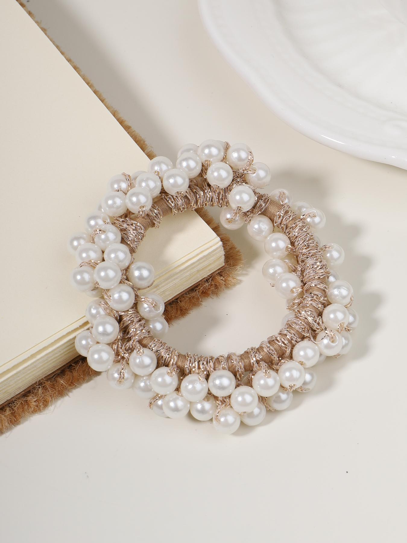 Faux Pearl Decorated Hair Tie, Casual Simple Hair Accessories for Women & Girls, Minimalist Headwear Suitable for Thick Hair