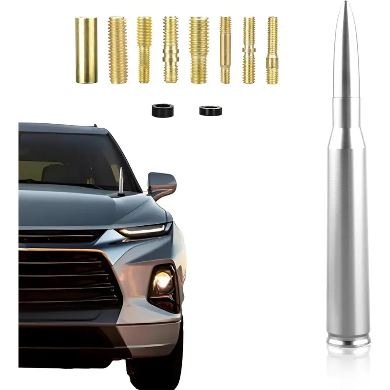 Bullet Antenna Mast Power Radio AM/FM Replacement Universal Car Radio Antenna, Cool Car Accessories Widely Compatible Compatible with Ford, Dodge, Chevrolet, GMC, Jeep, Toyota Truck Replacement Antenna