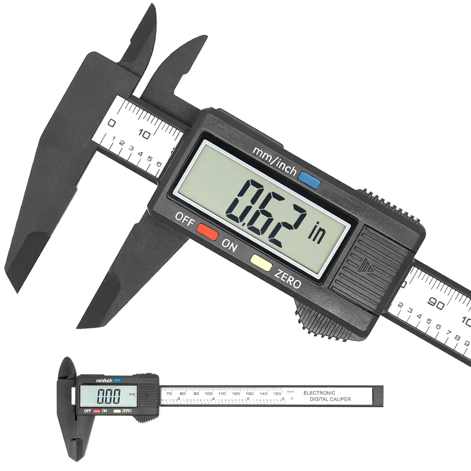 Electronic Digital Caliper Plastic Vernier Caliper Measuring Tool with Inch/Millimeter Conversion Extra Large LCD Screen 0-6 Inch/0-150 mm Auto Off Featured Micrometer Ruler
