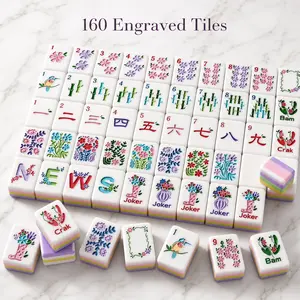 4-Ply Purple Western Cowgirl Boot Themed Mini Mahjong Tile Kit - Compact Portable Indoor Table Game for Home Play, Party Gifting