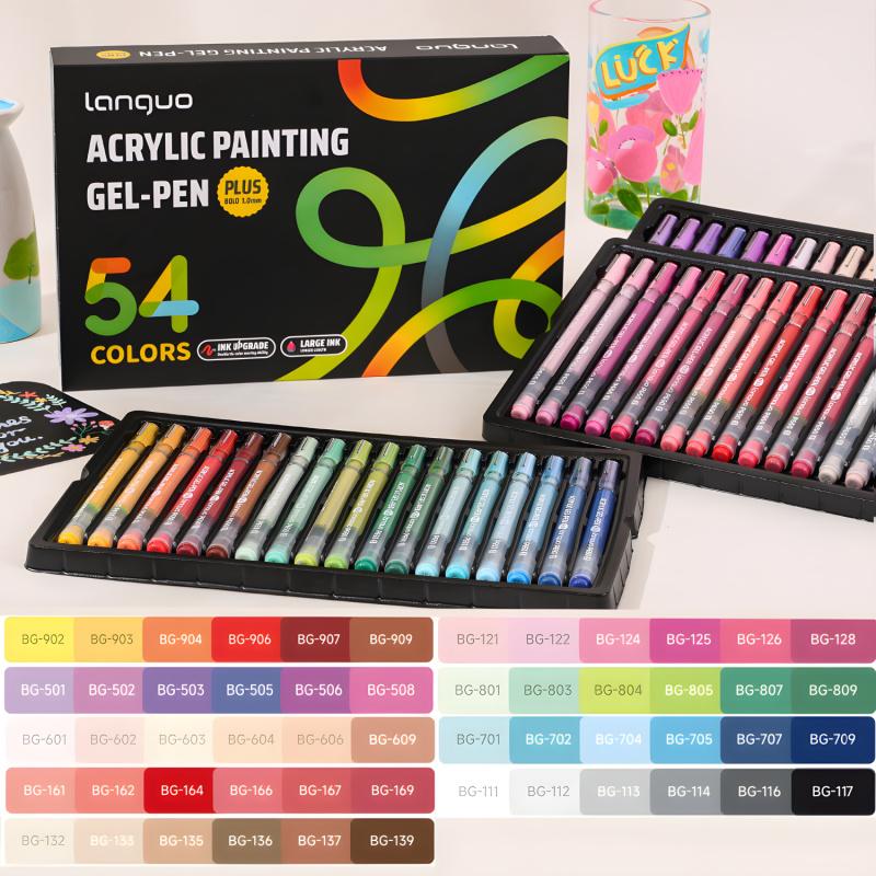 Acrylic Painting Gel Pen, 1 mm Needle Tip, Rich-Color Large-Capacity Ink Pens, Art Drawing Supplies for DIY, Coloring and Doodling, Acrylic Gel Pen with Stackable Colors