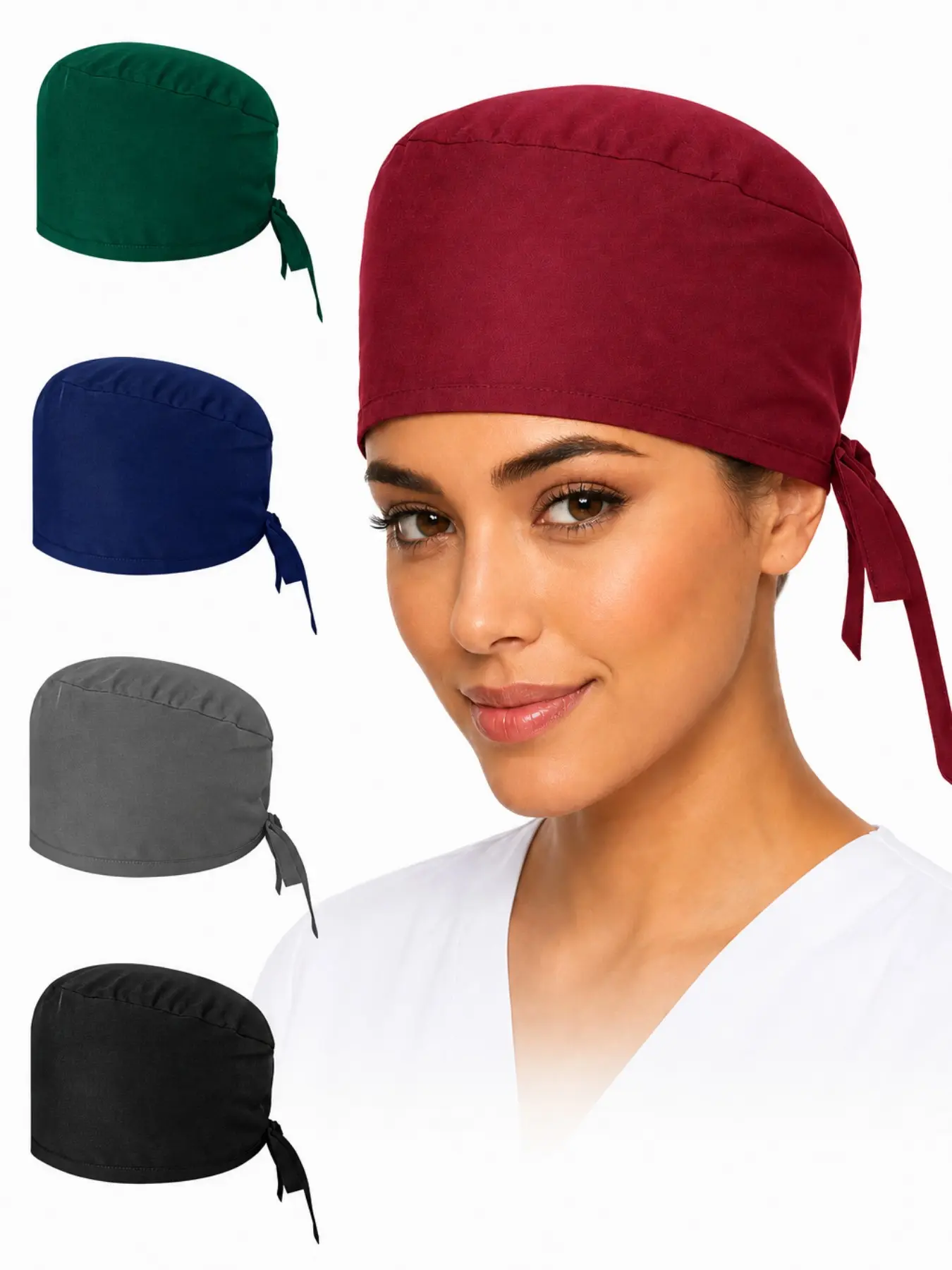 Unisex Adjustable Beanie Hat, Lightweight Plain Color Work Cap, Medical Dental Pet Hospital Beauty Restaurant Hair Net Surgery Hat