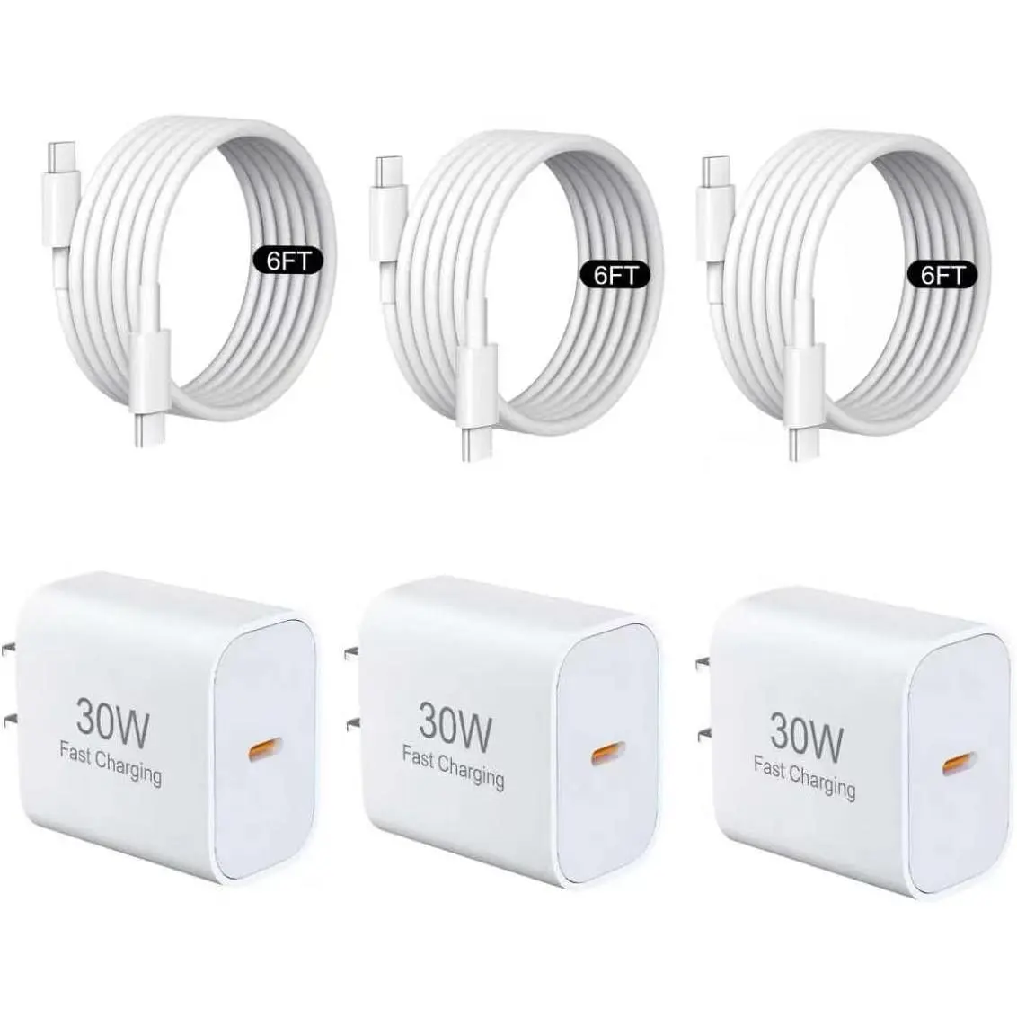 3-Pack 30W USB C Charger   with 6FT USB C ,Type C Charger for  17/17 Pro/17 Pro Max/16/15/15 Pro Max,  Charger for , USB-C Chargers for USB-C Devices