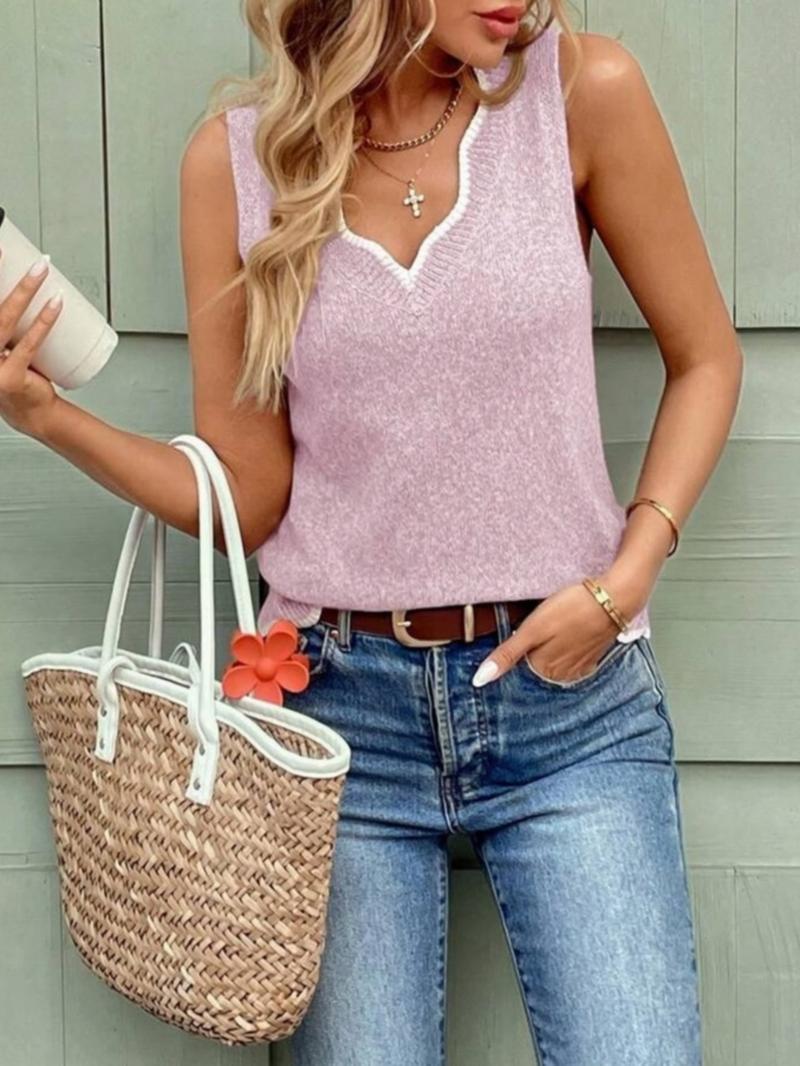 Women's Colorblock   Sweater Vest, Casual Fitted Sleeveless Knit Top for Summer, Fashion Women's Knitwear for Daily Wear