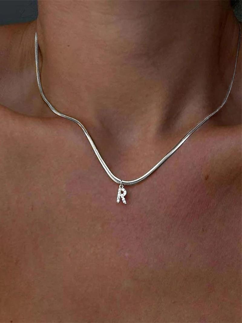 Fashion Letter Design Pendant Necklace for Women, Elegant Rhinestone Necklace, Fashion Jewelry for Party, Daily Clothing Decor, Trendy All-match & Exquisite Jewelry for Birthday Gift