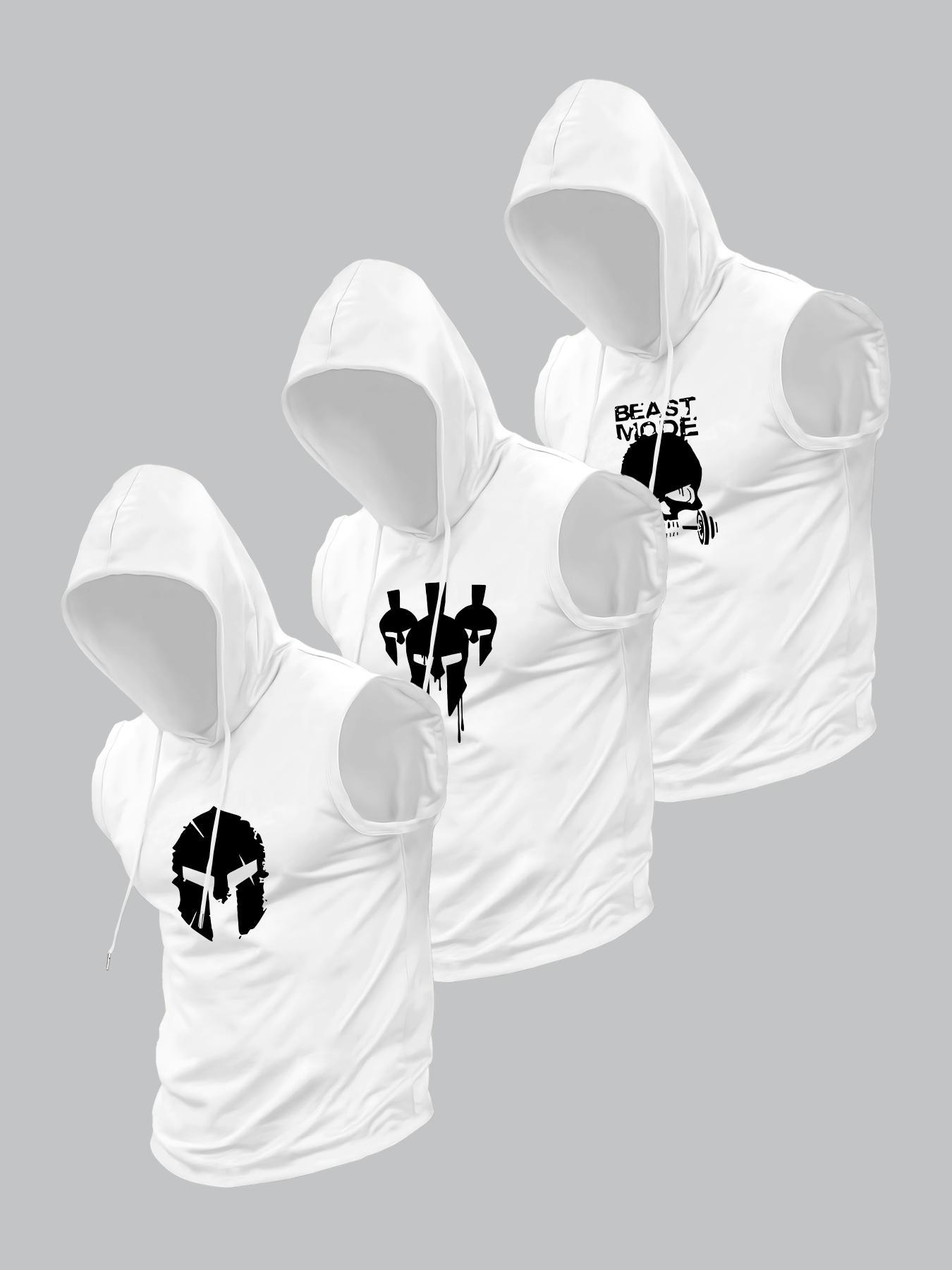 Men's Skull Print Graphic Hooded Tank Top, Regular Fit Casual Sleeveless Top for Summer, Men's Top for Daily Wear, Sweatshirt