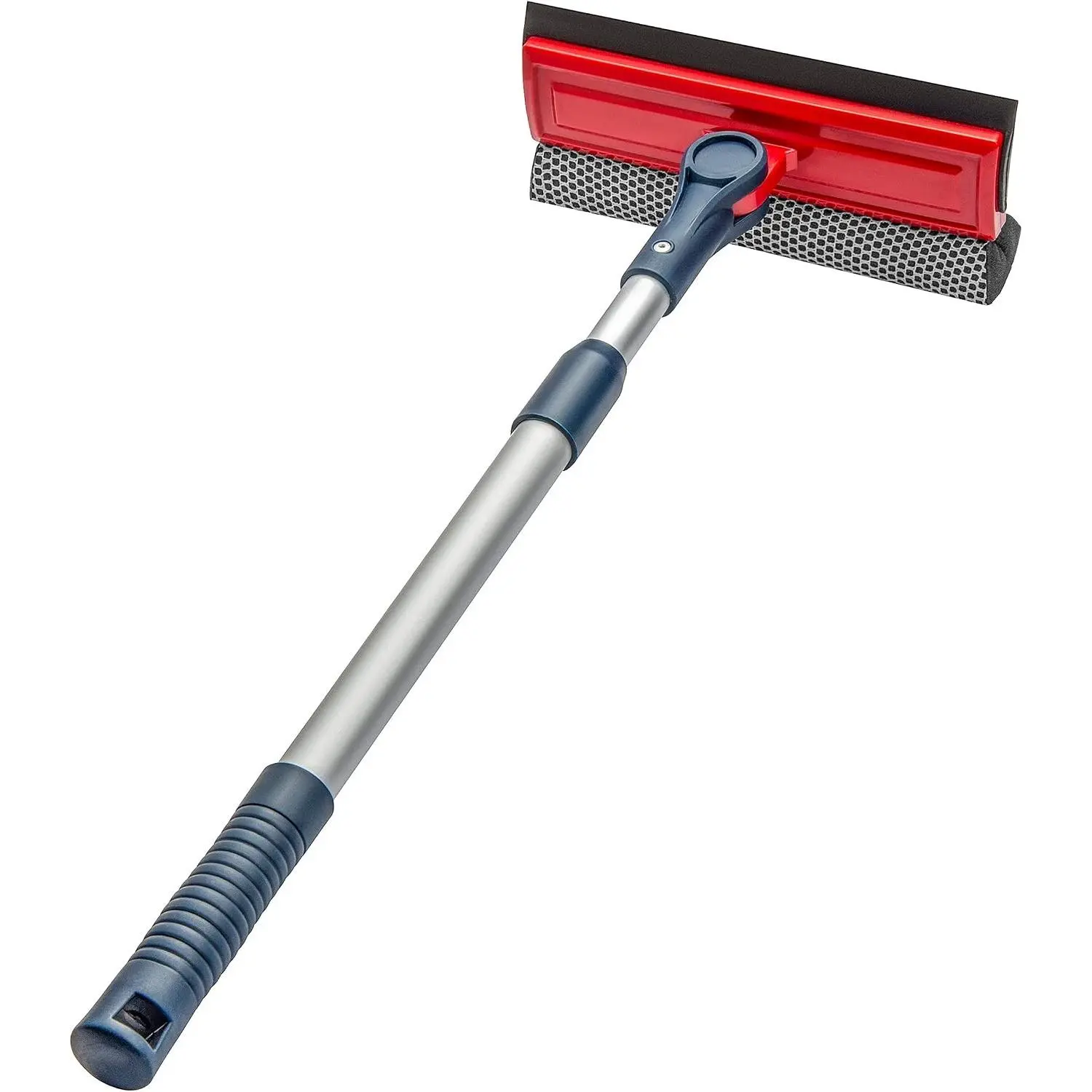 Standard Professional Window Squeegee | 2-in-1 Window Cleaner Sponge and Soft Rubber Strip With Telescopic Extension Pole 20" - 30"(50cm-76cm) | Adjustable To Clean From Multiple Angles