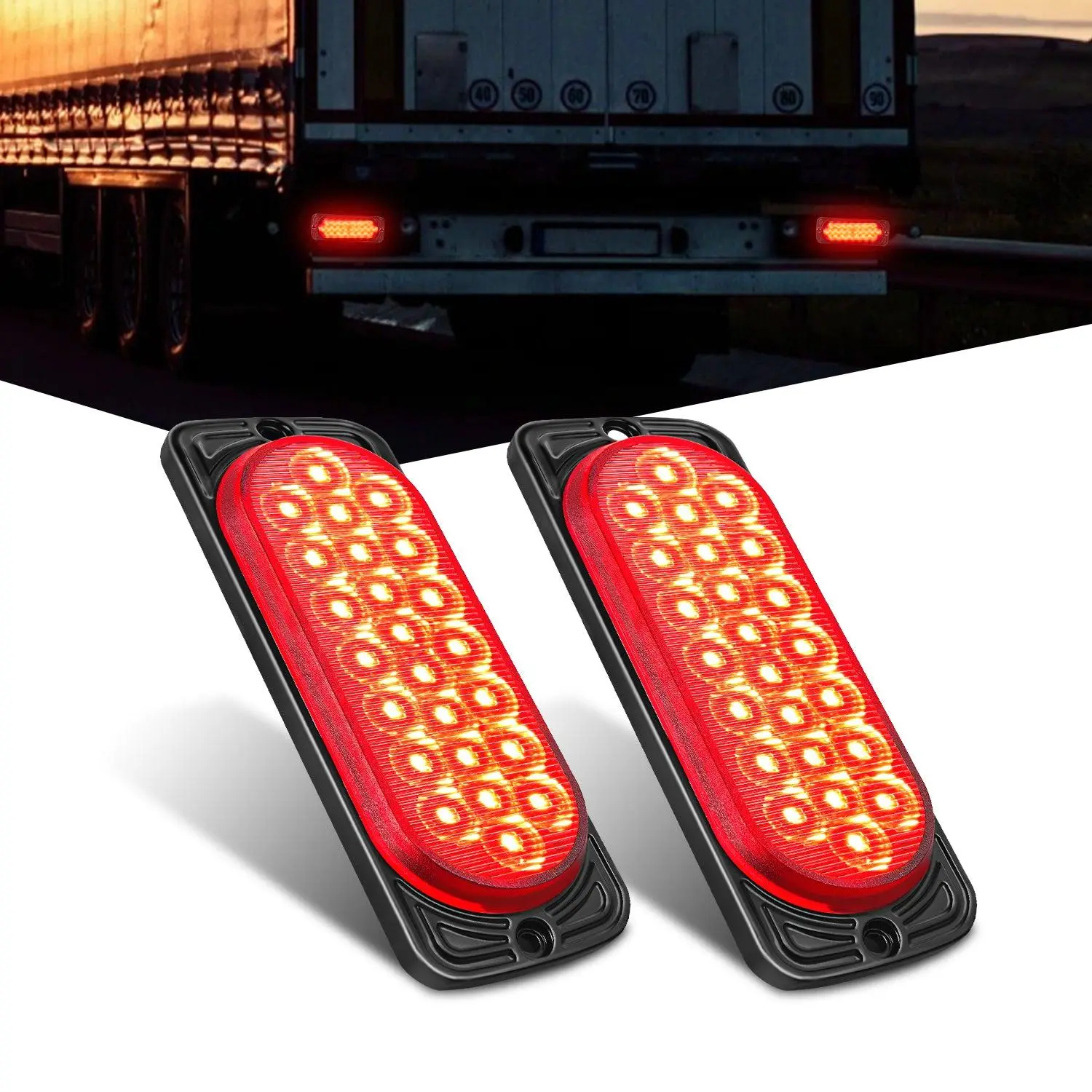 Nilight 5.5 Inch Aluminum Housing LED Tail Lights (2 PCS, 24 LED Red), 10-30V DC Surface Mount IP67 Waterproof for RV, Tractor, Boat Outdoors Automotive Indicator Running Brake Turn Signal Lights