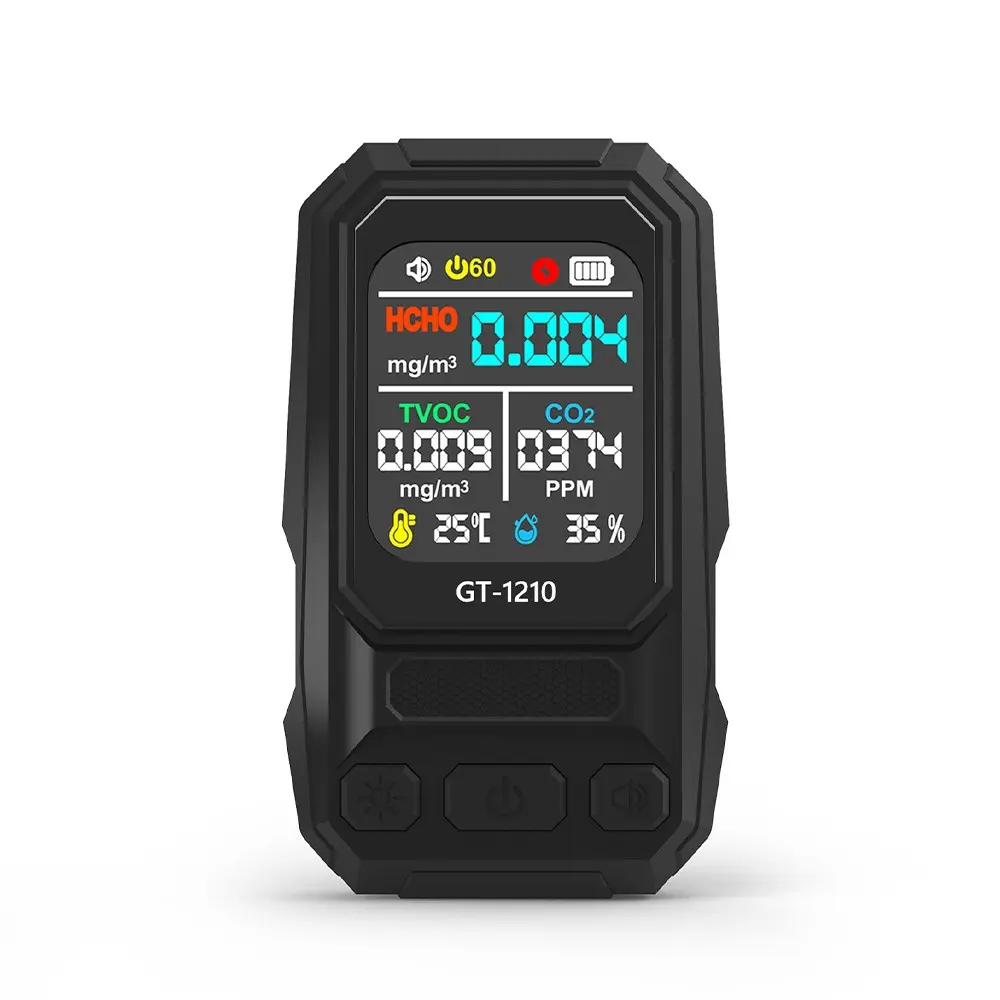 Multifunction Environmental Monitor Portable CO2 Tester, Accurate HCHO Formaldehyde Detector TVOC Air Sensor, Indoor Air Quality Meter Temp Humidity Detector for Bedroom RV