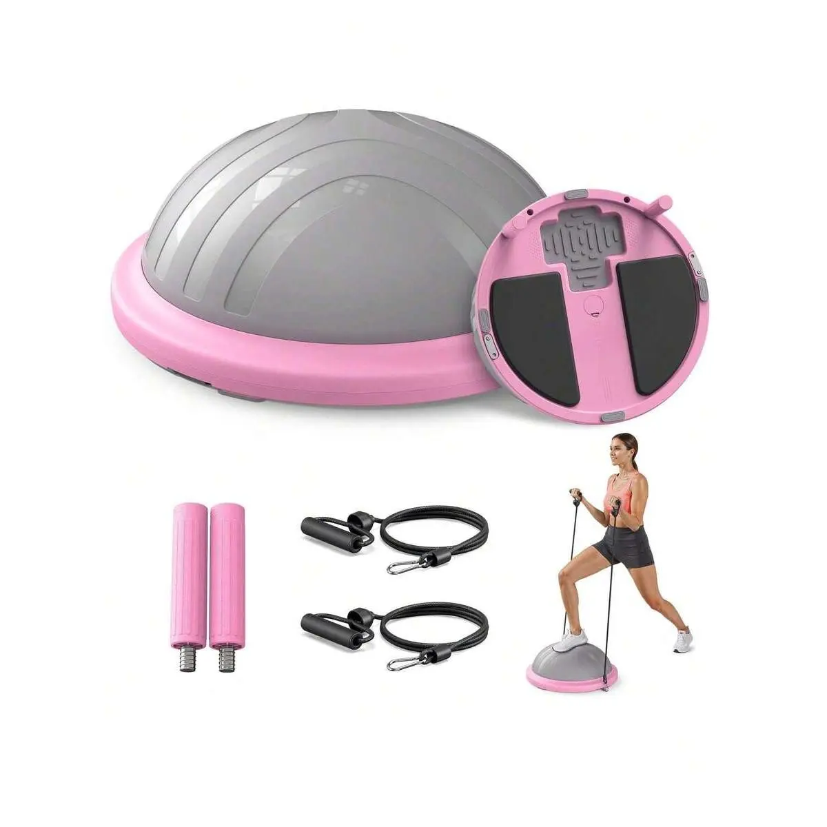 18'' Balance Ball Trainer with Foot Pump Bands 300lbs Anti-Slip Platform for Home Workouts Yoga Pilates Stability Core Strength Training Resistance Band Compatible Fitness Equipment