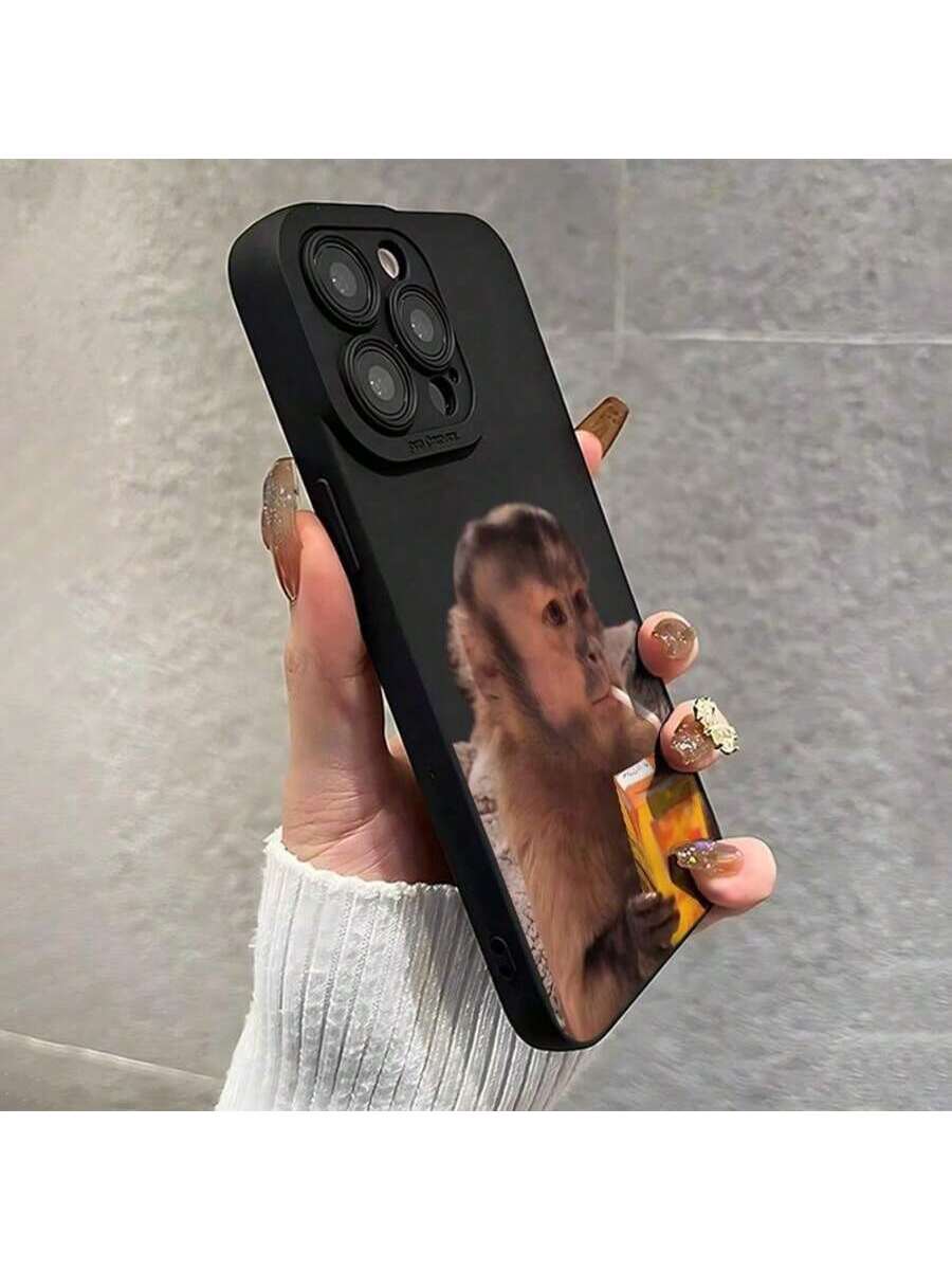 Monkeys Drinking Beverages Creative Pattern Protective Case Suitable For Apple, Suitable For IPhone17/IPhone17 Air/IPhone17 Pro/IPhone17 Pro Max/16 Pro Max/15 Pro Max/14 Pro Max/13 Pro Max/12 Pro Max.New All-Inclusive Silicone Phone Case For Couples