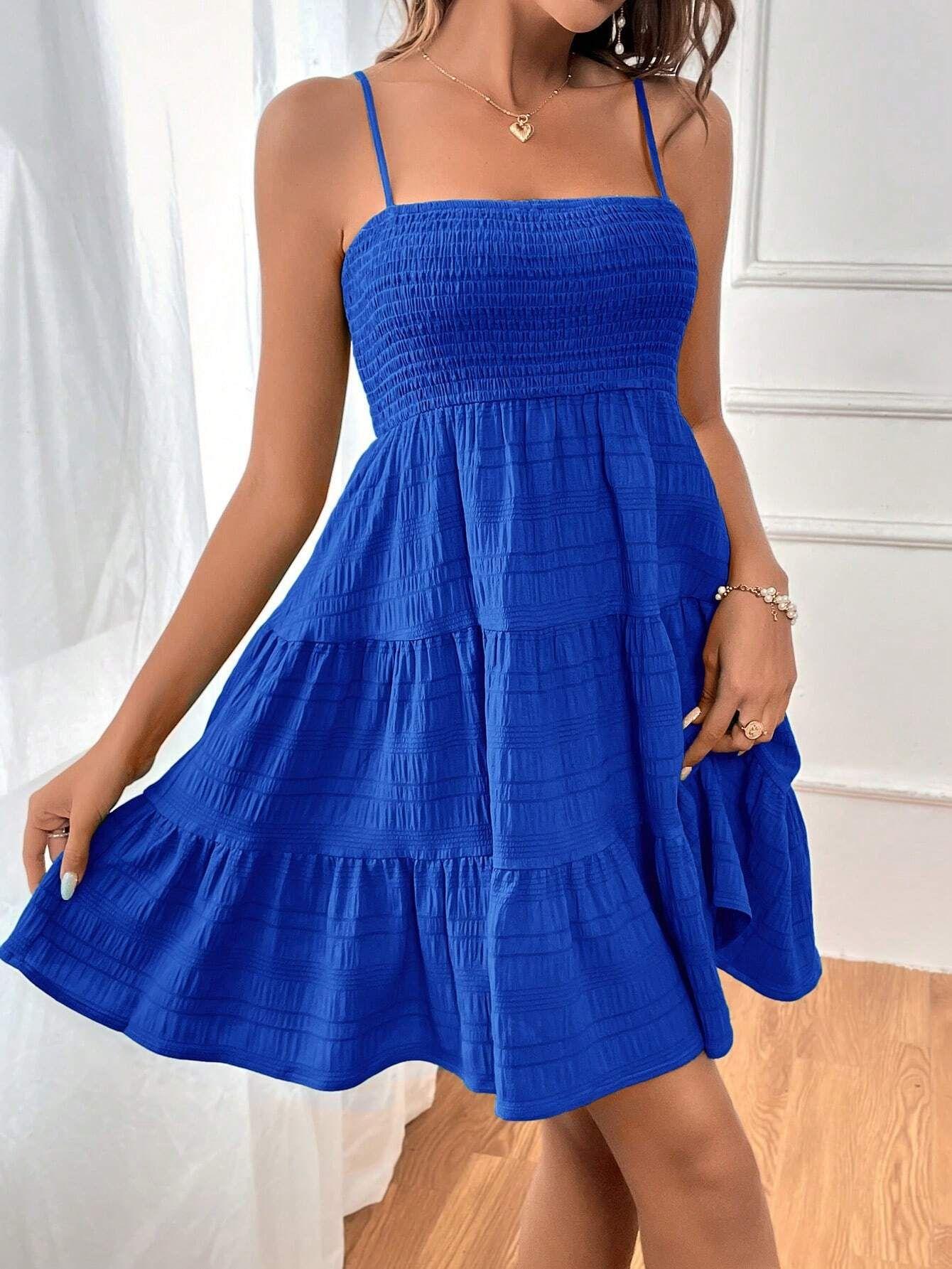 Women's Sundress Smock Cami Mini Dress Sleeveless Swing A Line Short Dresses Casual Cute Summer Dresses