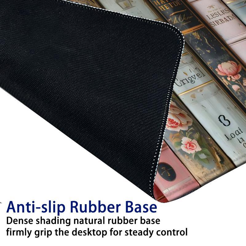 Vintage Books Pattern Mouse Pad, Large Non-Slip Rubber Base Stitched-Edge Desk Pad, Office Desk Accessory for Laptop & Desktop, Non-Slip Mousepad #TOP PICKS