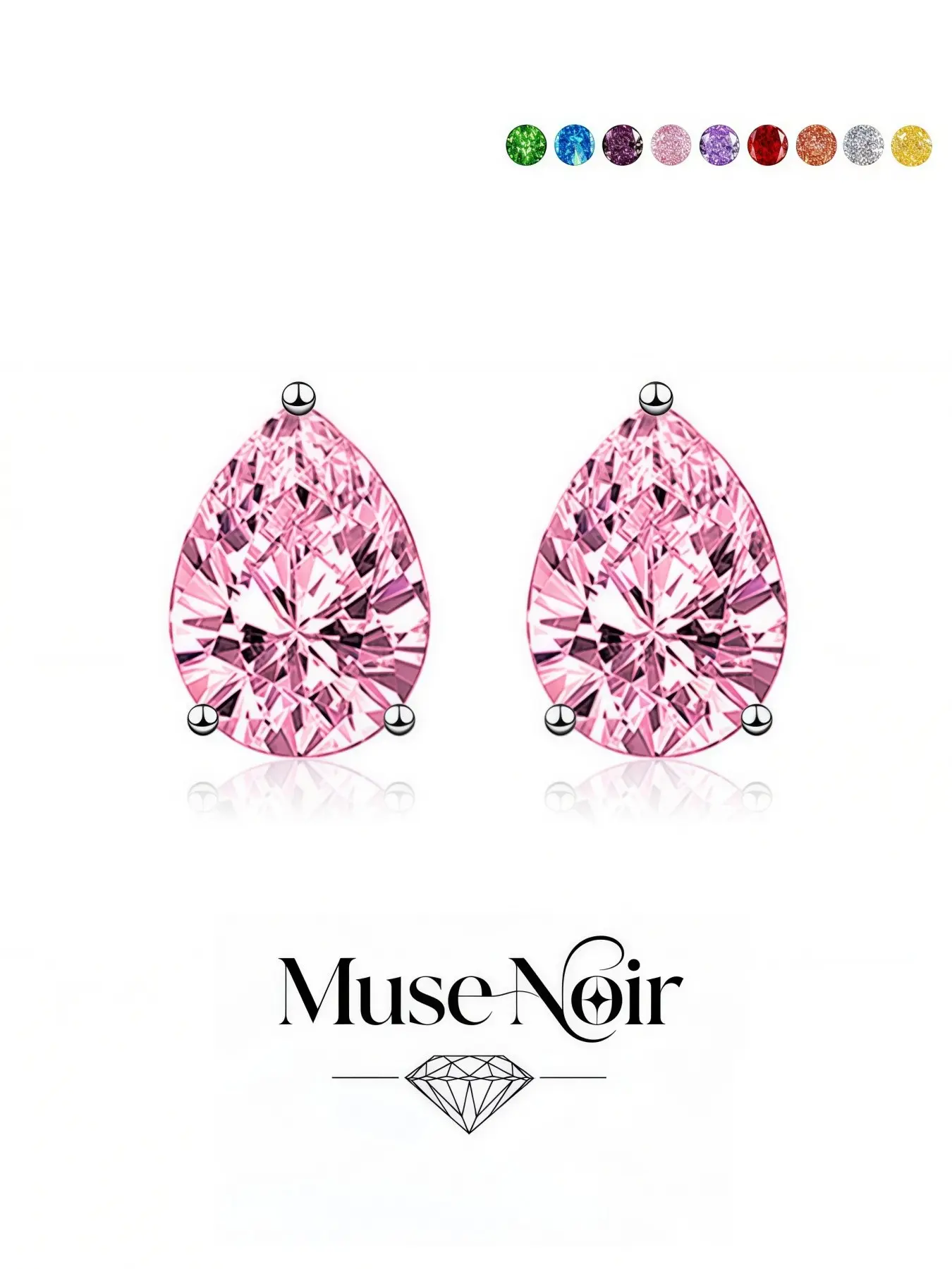 Pink Pear Shine Teardrop Stud Earrings Ear Studs feature pear-cut moissanite stones with light luxury charm. Made with S925 silver posts, they suit daily outfits, vacations, dinners and make lovely dating gifts for couples.
