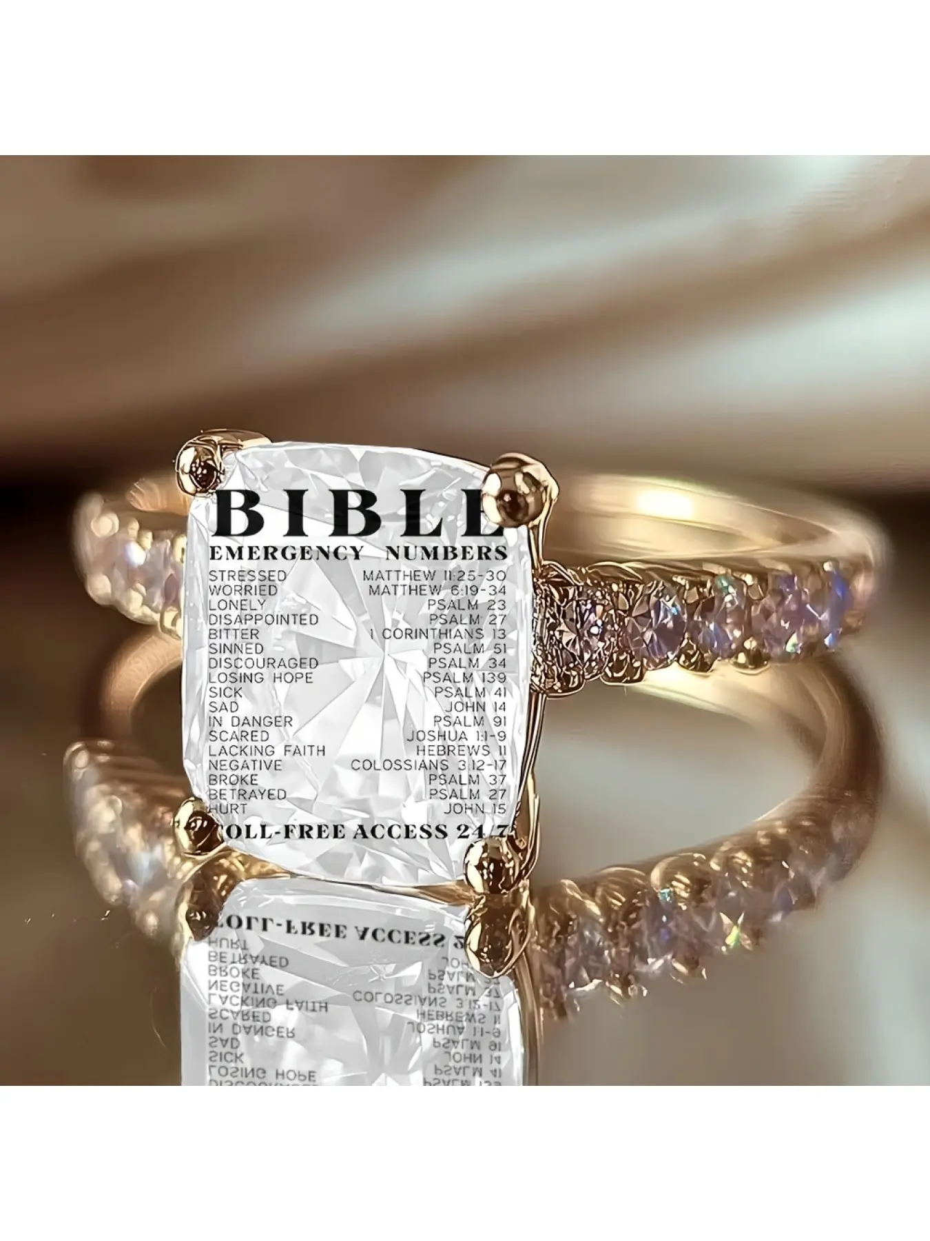 Alphabet square ring, with soul-soothing quotes, carrying the meaning of healing and blessing, a niche and atmospheric decorative jewelry for believers to wear daily as a heartfelt memorial