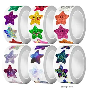 500 Star Smiley Stickers, Funny Stickers Pack, Self-Adhesive, 8 Colors Mixed, Reward Chart Decorations, Waterproof Paper Labels, Classroom Teacher Supplies