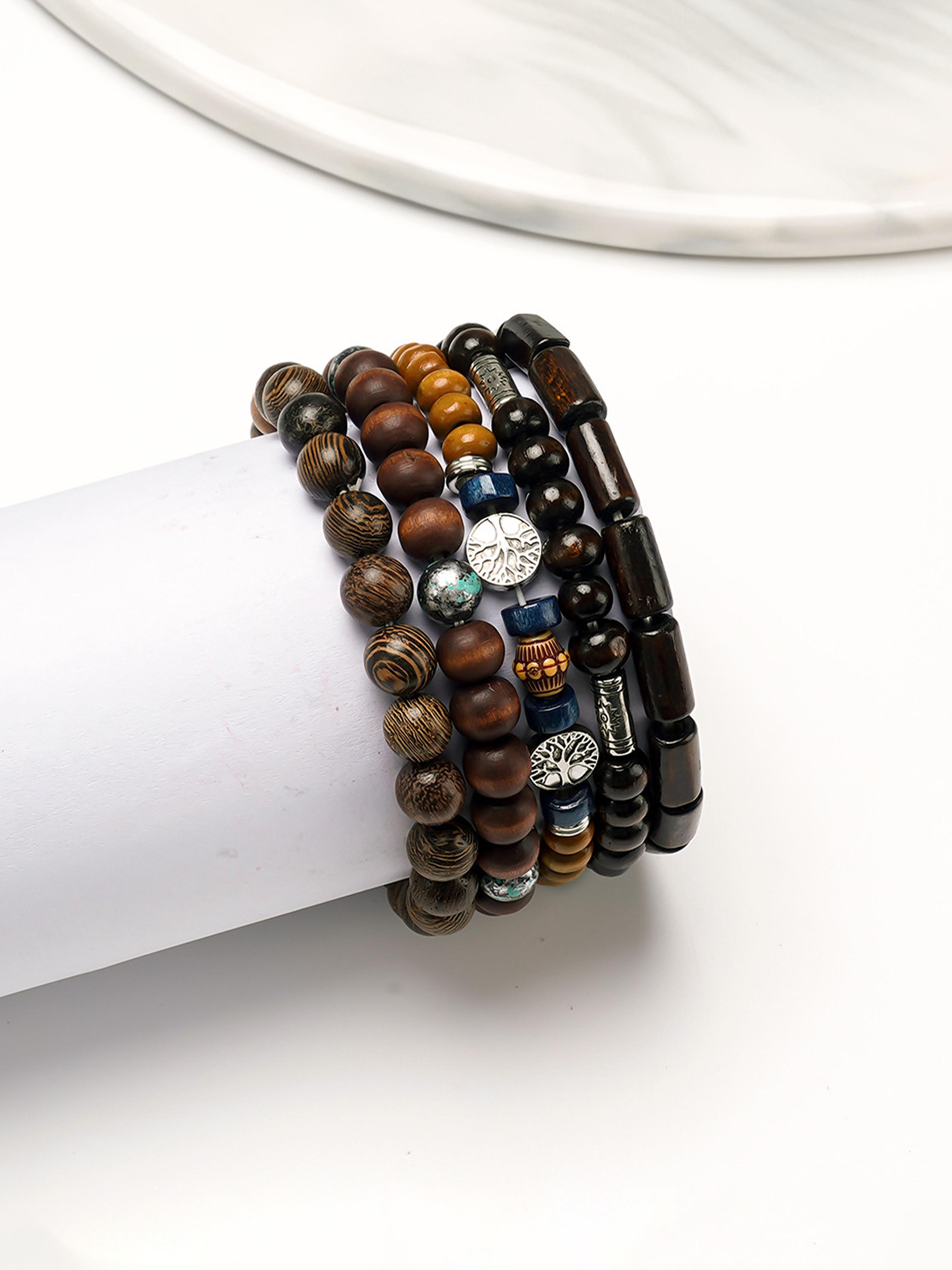 Wooden Beaded Bracelet, Fashionable Jewelry for Women & Men, Casual All-match Accessories for Party, Daily Clothing Decor, Trendy Exquisite Jewelry for Birthday Gift, Bangles Bracelets Set