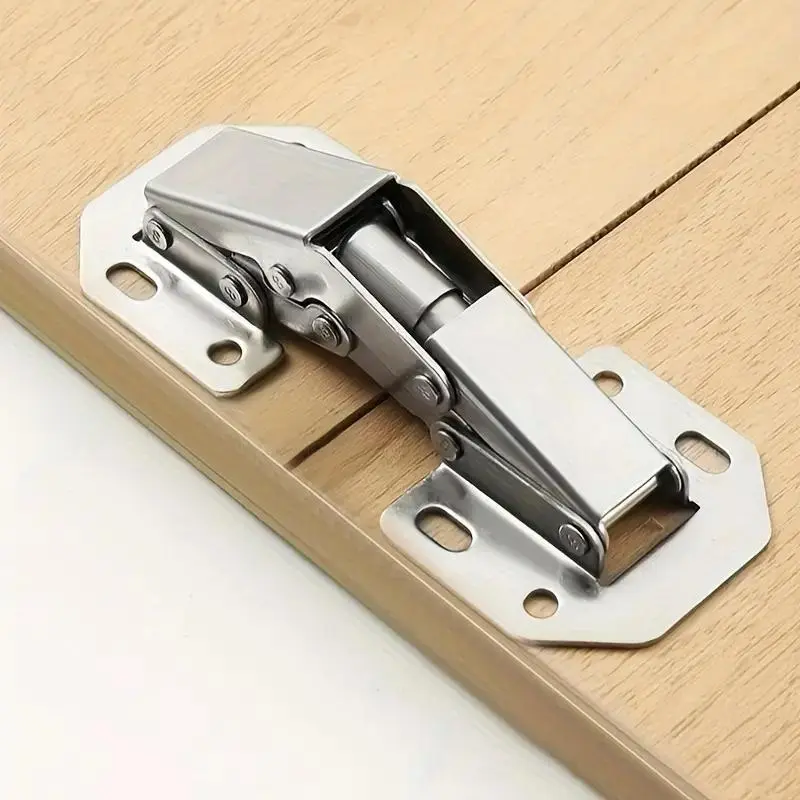 10-Pack Stainless Steel Cabinet Hinges, 90-Degree Spring Hidden Hinges, Frameless Kitchen Cabinets, Surface Mount, Contemporary Style, Polished Finish