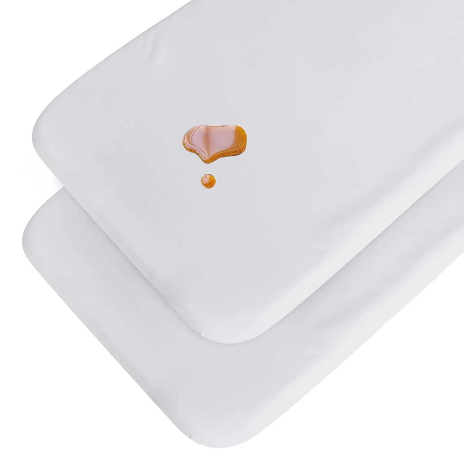 Waterproof Bedside Sleeper Bassinet Sheets, Soft Breathable Cotton, 33"x 20"x 5", 2 Pack for Baby Boys and Girls, White