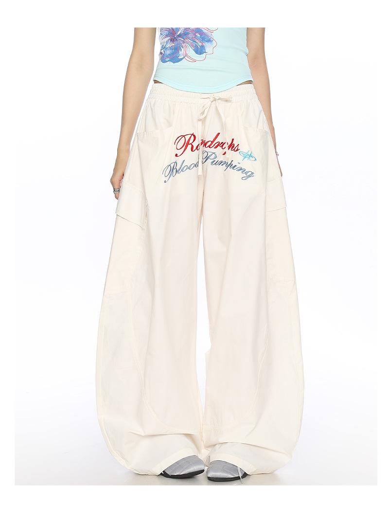 Women's American Vintage Lightweight Quick-Dry Cargo Parachute Pants - 2026 Summer New Loose Fit Slimming Wide-Leg Casual Trousers