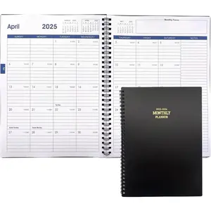 Calendar Planner 2025: January 2025 - June 2026, Monthly and Weekly Planner 2025-2026, 18 Month Calendar Daily Planner with Pocket,  Thick Paper, Black, 7.6" x 10.2"