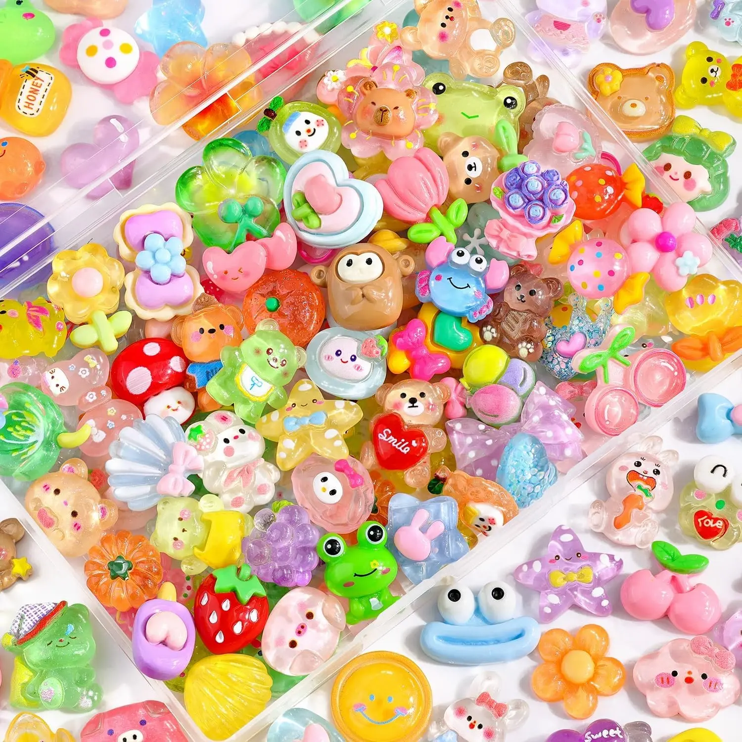 100PCS Jelly Cute Flatback Resin Slime Charms, Random Kawaii Decoden Charm Assortment for Embellishments, Phone Case Decoration, Crafting & DIY Decor (Multicolor)Gift