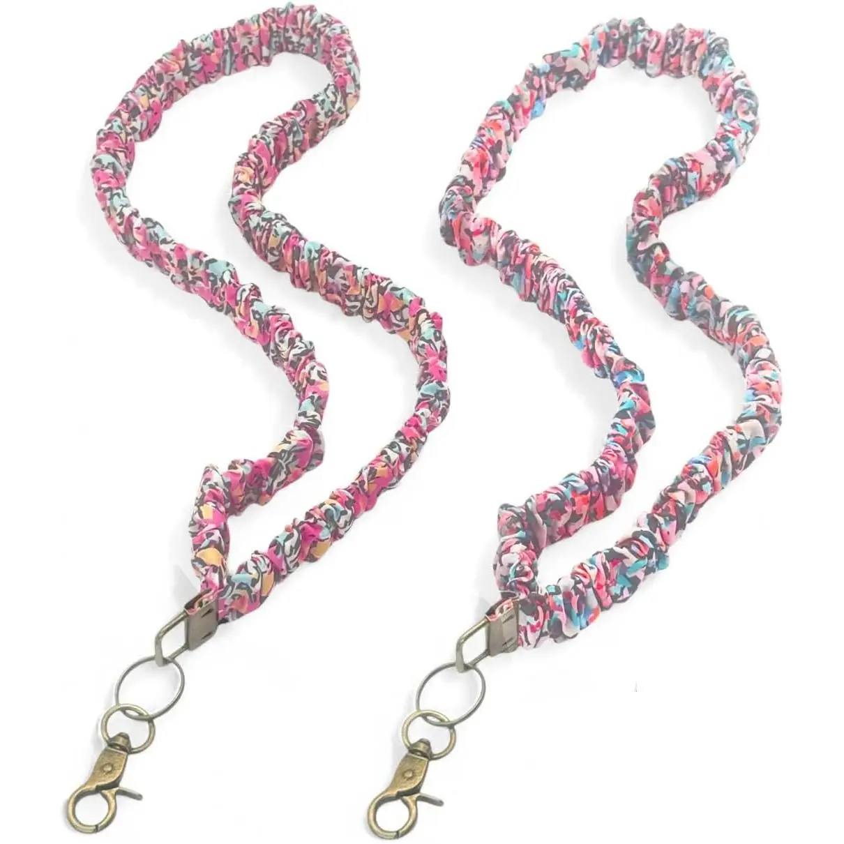 2 count Scrunchie Lanyard, Scrunch Teacher Lanyard for Women for ID Badges  Scrunchy Cute Stretchy Badge Holder   with Clip