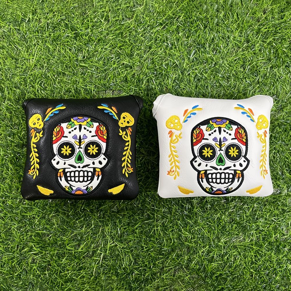 Skull Pattern Magnetic Golf Putter Headcover, 1 Count Durable Faux Leather Golf Putter Headcover, Golf Accessories for Men Golfers, Halloween, Golf Gift, Golf Gift Accessory