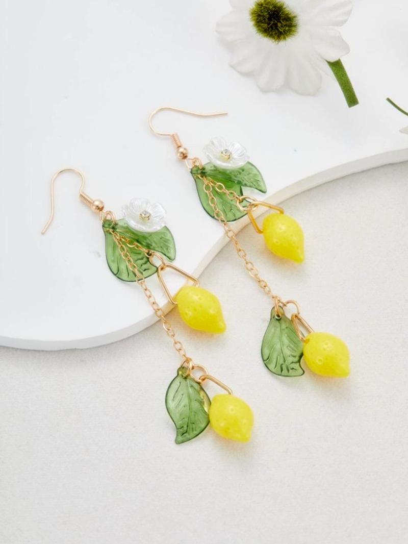 Cute Lemon Leaf Design Dangle Earrings, Fashionable Jewelry for Women, Daily Clothing Decor, Trendy All-match & Exquisite Jewelry for Birthday Gift, Fashion Jewelry Party