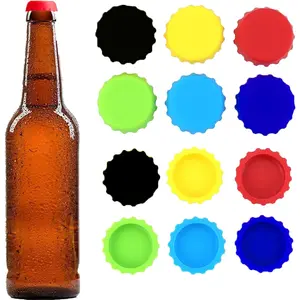 Bottle Caps, Beer Bottle Caps Silicone Reusable Soda Bottle Stopper Hat Sealer Cover for Soft Drink, Beverages, HomeBrew, Kitchen Gadgets, Prevent Spillage, Dishwasher Safe, BPA-Free (Mix, 6 Pack)