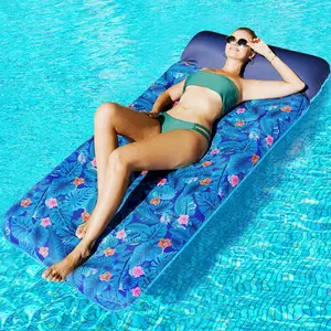 Oversized Pool Float Lounge, 72" X 37" Extra Large Fabric-Covered Pool Floats for Adults, Inflatable Contour Lounger with Headrest Ultra-Comfort Cooling Pool Raft (XL, Monstera)fidget toys