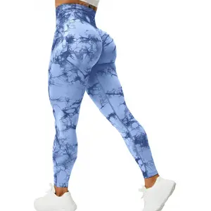 Butt Lift Leggings for Women Tie Dye High Waist Seamless Workout Yoga Pants Ruched Booty Compression Tights