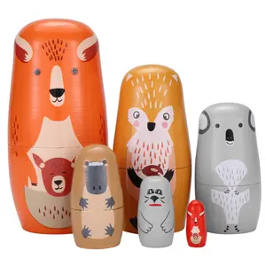 6-layer animal nesting dolls kangaroo fox koala platypus Russian dolls cute Russian nesting dolls,Matryoshka Dolls for Easter Christmas Birthday Home Decoration