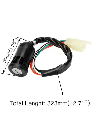 4-Wire Pin Ignition Start Switch with Wire Connector - Biker Lock & Bike Parts for ATV Quad Bike, 50cc-125cc 4-Wheelers, 110cc ATVs Compatible with Tao Tao, Coolster, Sunl, Roketa, Kazuma (Check Fit First)