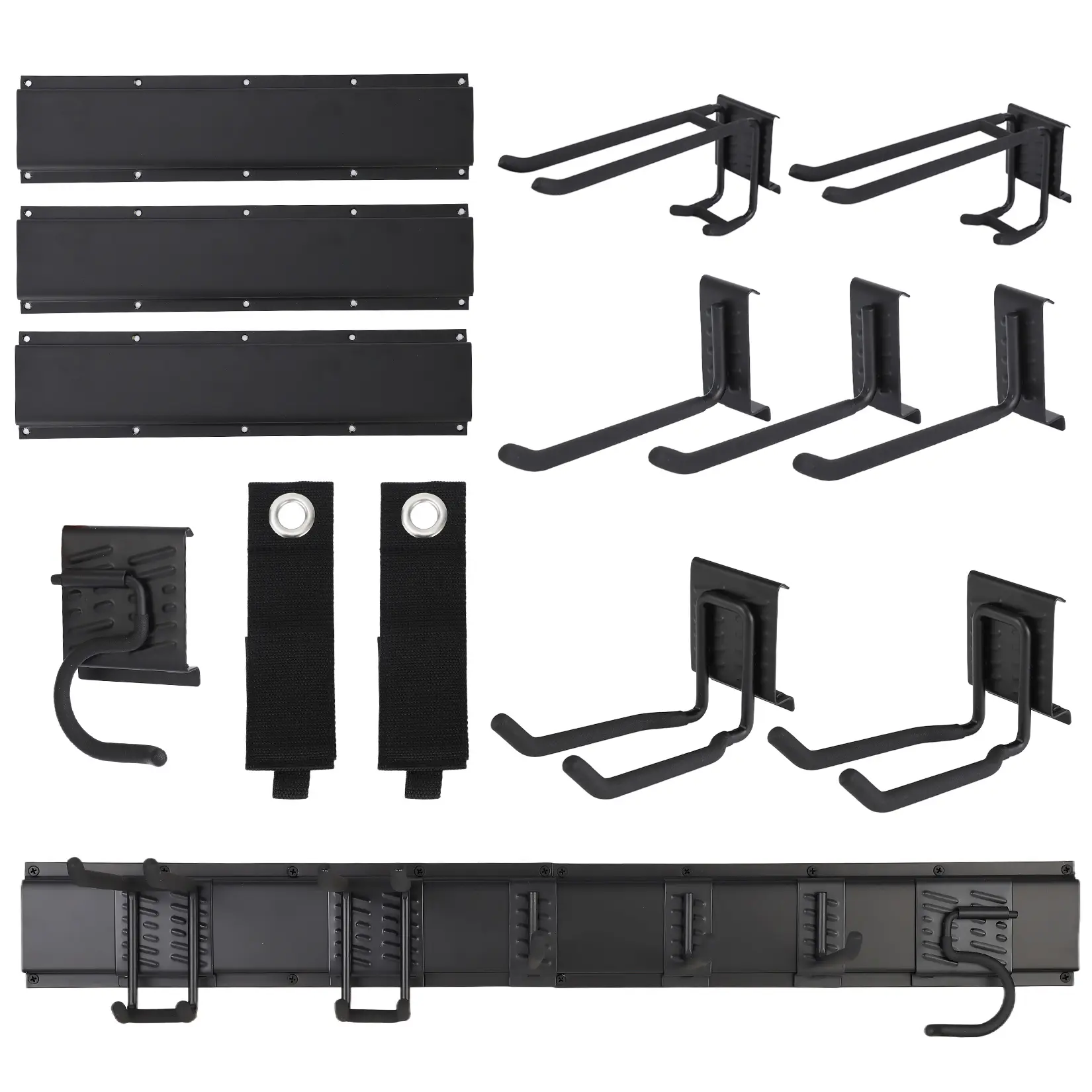 Heavy Duty Garage Tool Organizer Wall Mount – 48" Metal Storage Rack with 8 Adjustable Hooks & 2 Straps, Multi-Purpose Holder for Brooms, Shovels, Garden & Yard Tools – Garage, Basement, Storage Unit