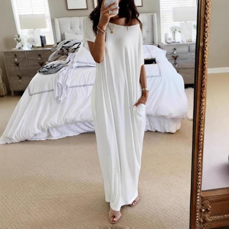 Women's loose casual striped dress, roundneck short sleeves comfortable home wear,elegant Victorian style for autumn and winterSeasons