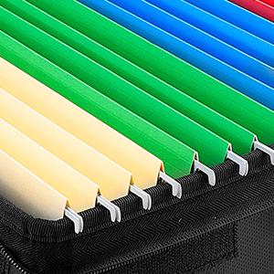 File Box Fireproof Document Box with Lock,File Storage Organizer Box with Mesh Pockets,Collapsible Portable File Box Office File Cabinet with Handle for Hanging Letter/Legal Folder,Black